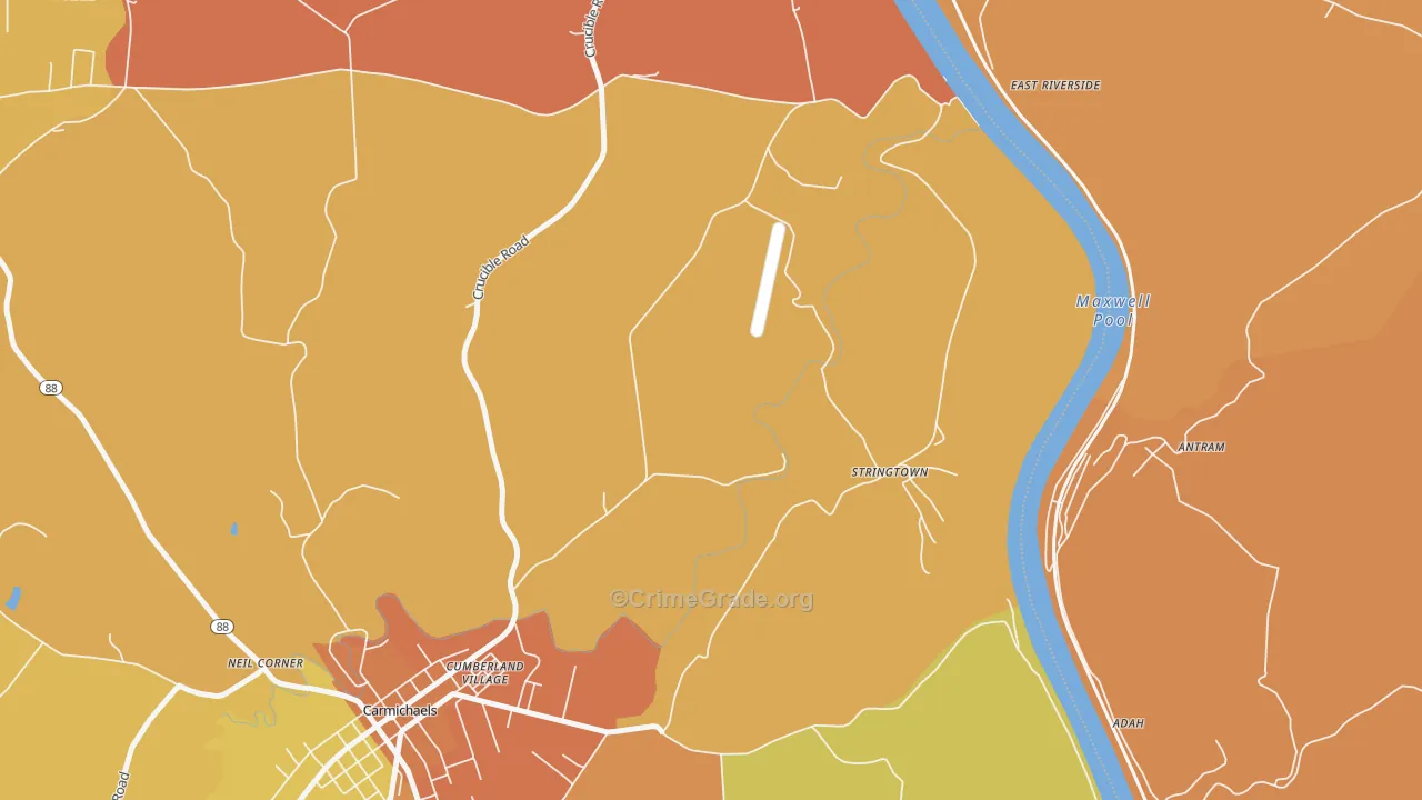 Stringtown, PA Map of Murder Rates