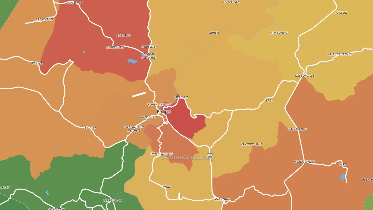 Stringtown, WV Map of Murder Rates