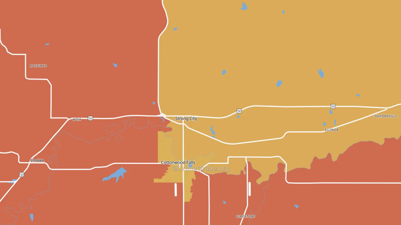 Strong City, KS Map of Murder Rates