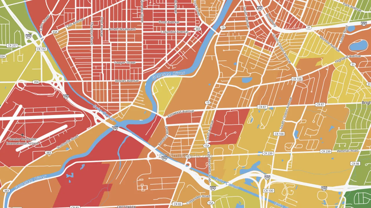 Strong, Rochester, NY Map of Murder Rates