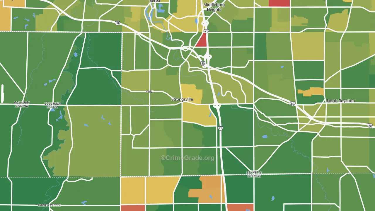 Strongsville, OH Map of Murder Rates