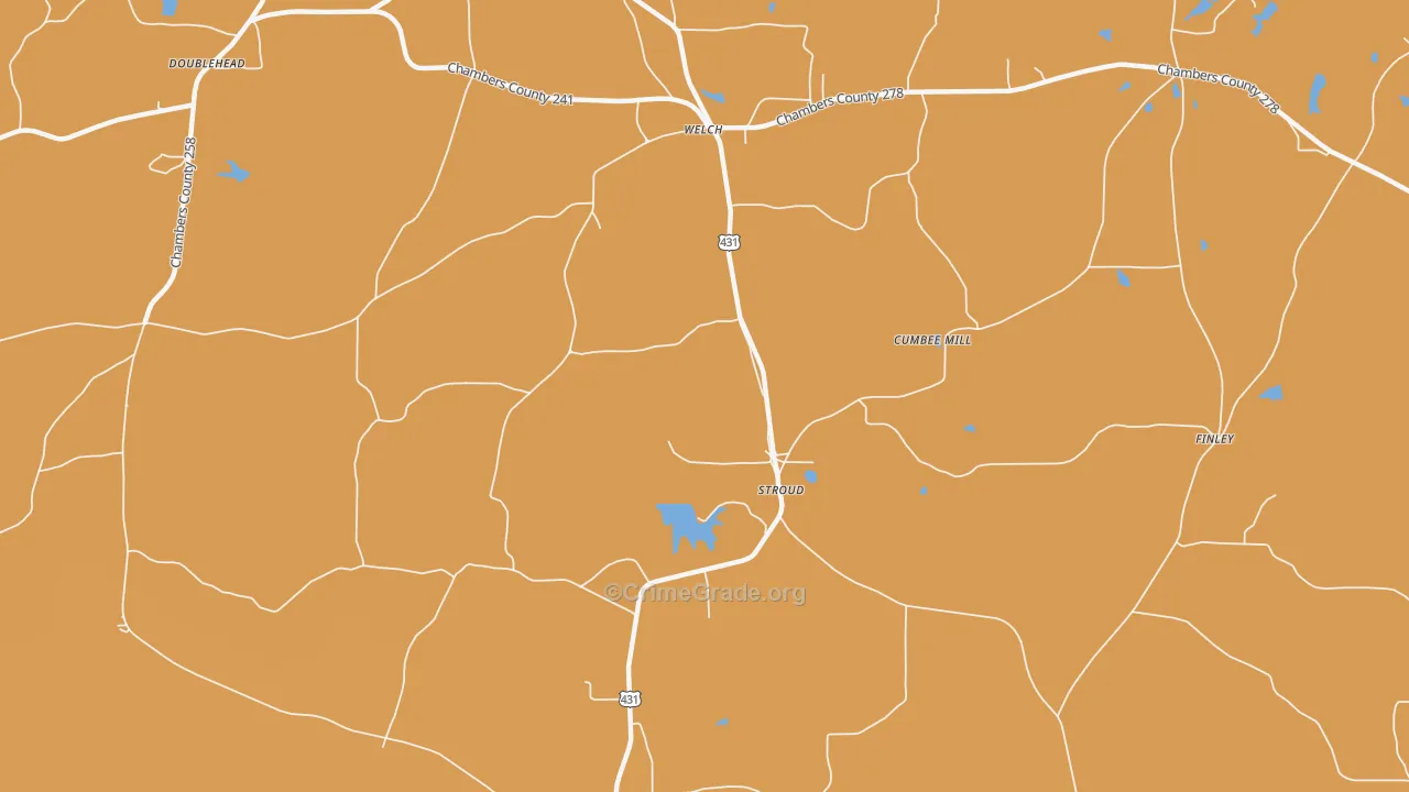 Stroud, AL Map of Murder Rates