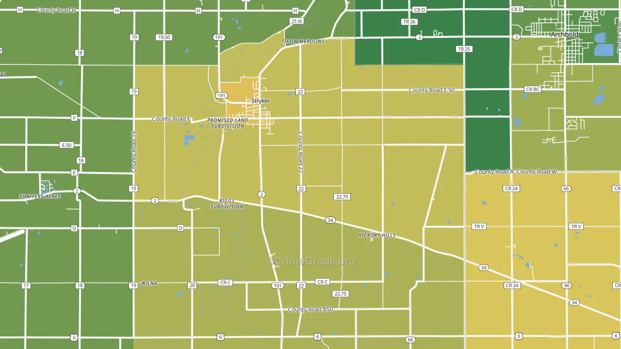 Stryker, OH Map of Murder Rates