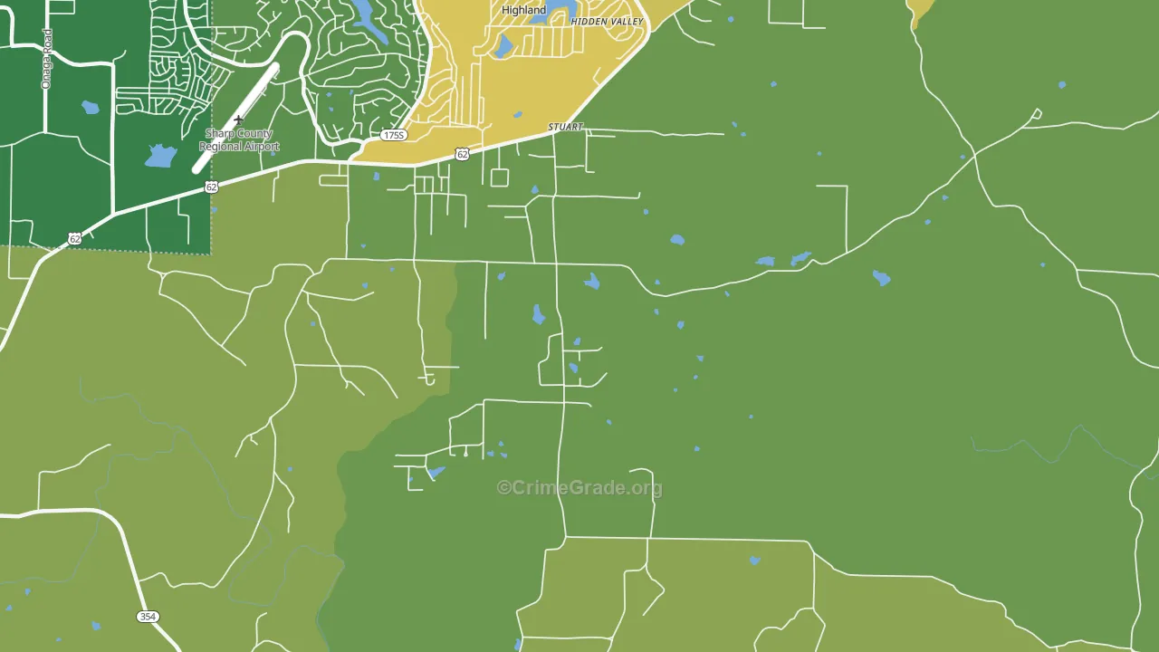 Stuart, AR Map of Murder Rates