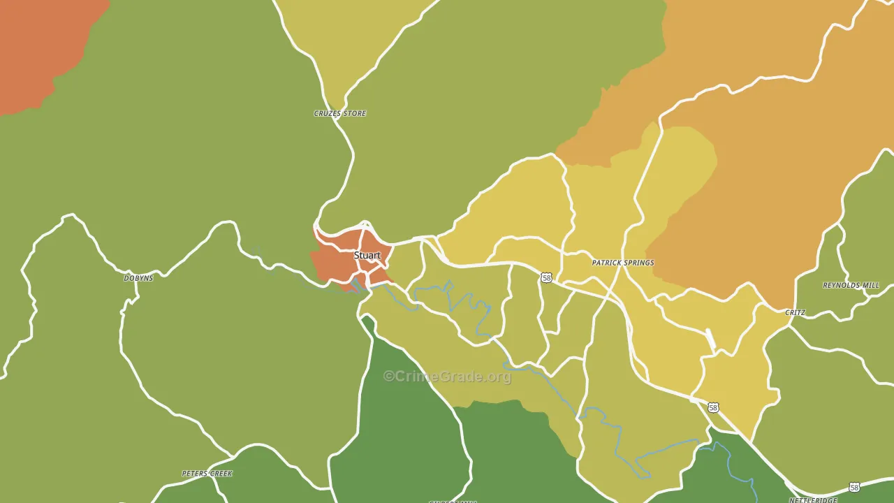 Stuart, VA Map of Murder Rates