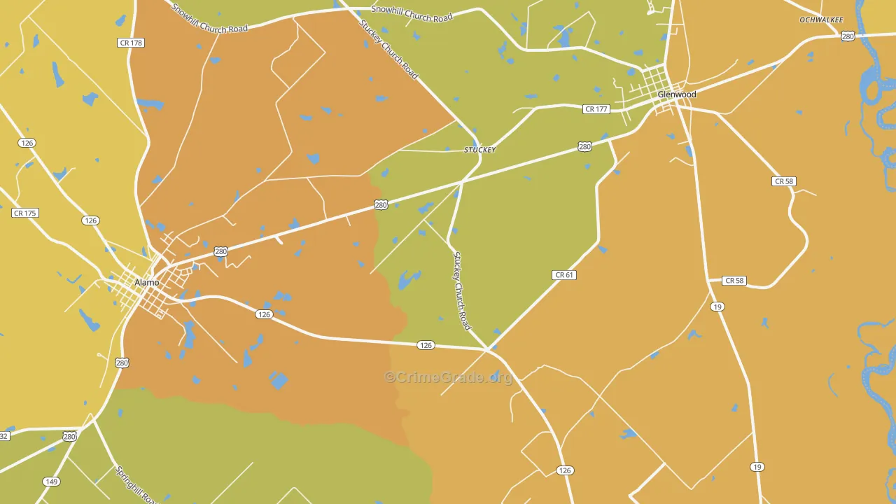 Stuckey, GA Map of Murder Rates