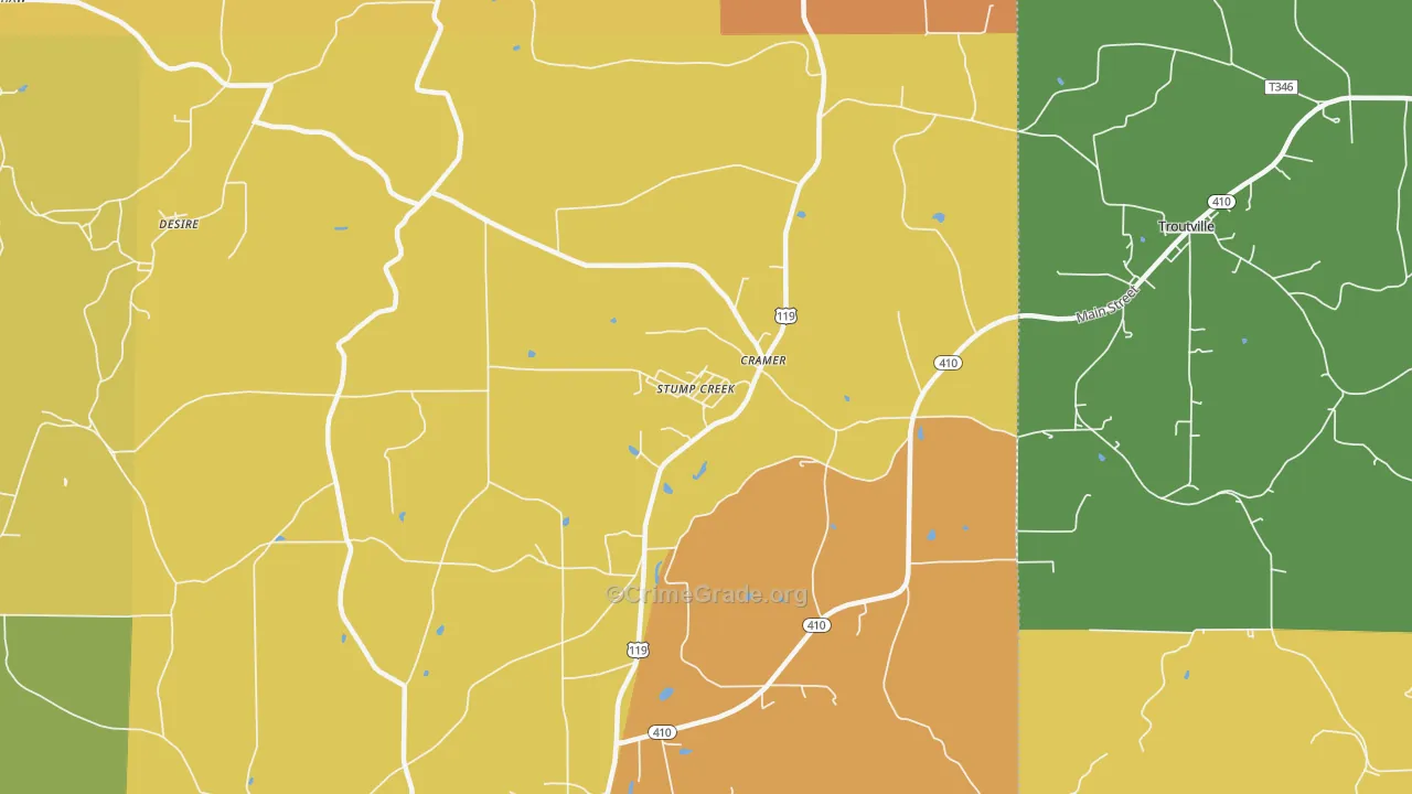 Stump Creek, PA Map of Murder Rates