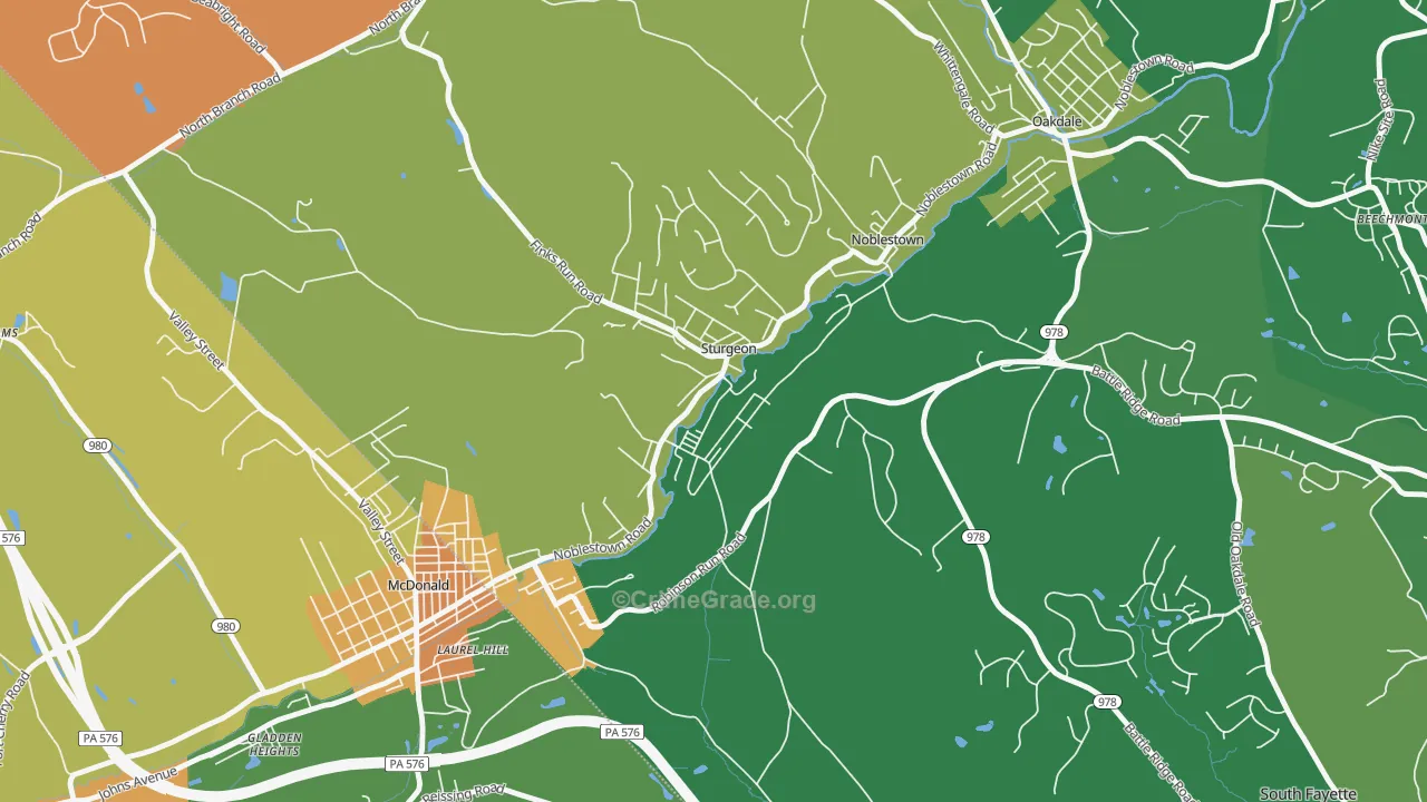 Sturgeon, PA Map of Murder Rates