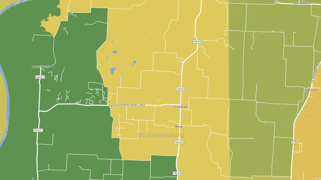 Sturgeon, TX Map of Murder Rates