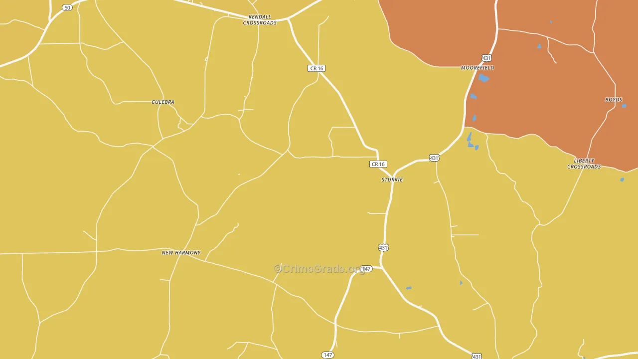 Sturkie, AL Map of Murder Rates