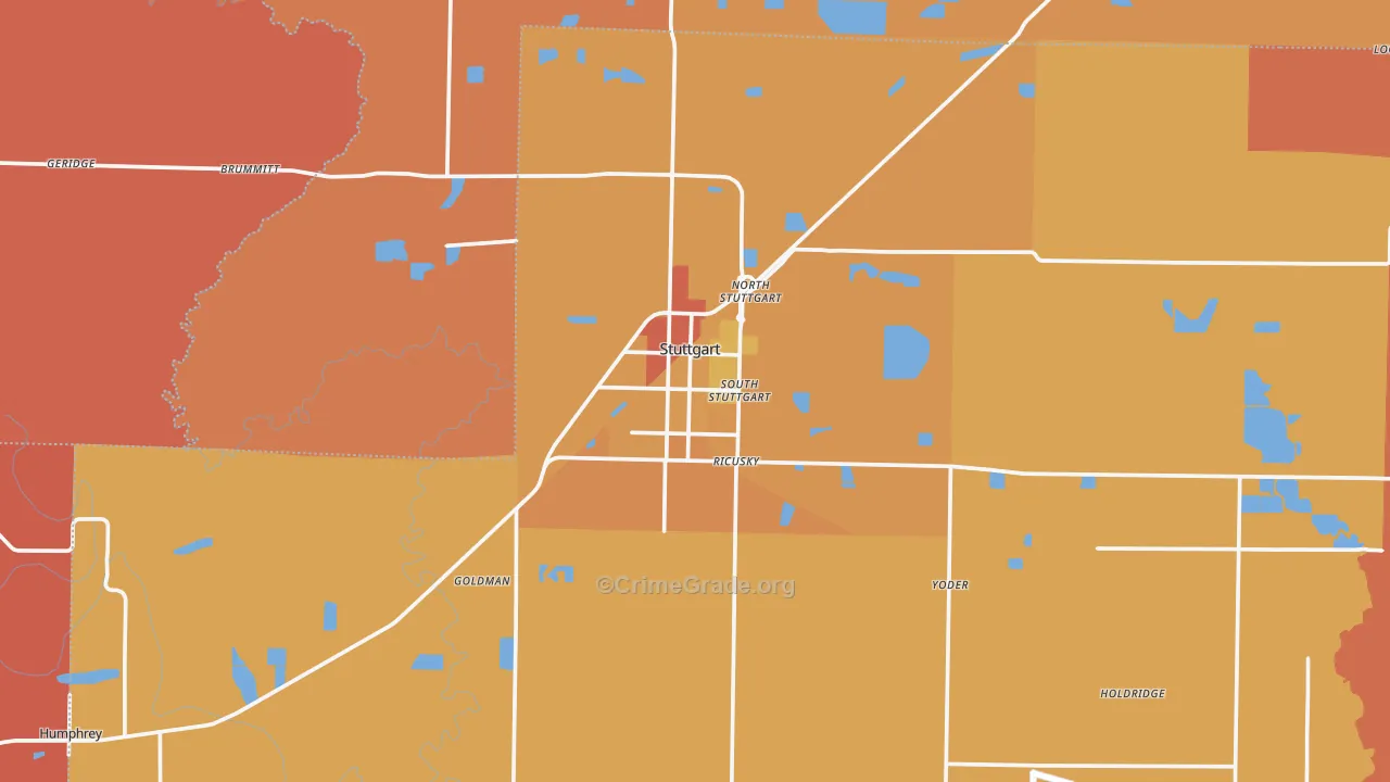 Stuttgart, AR Map of Murder Rates