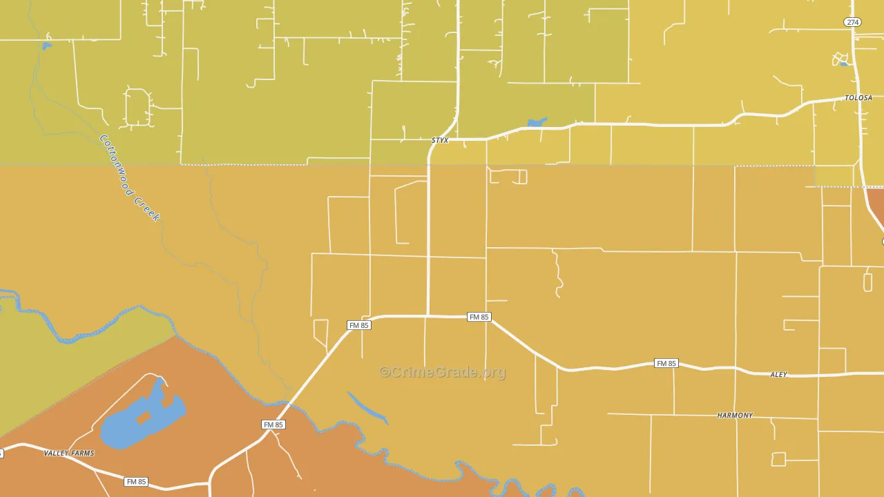 Styx, TX Map of Murder Rates