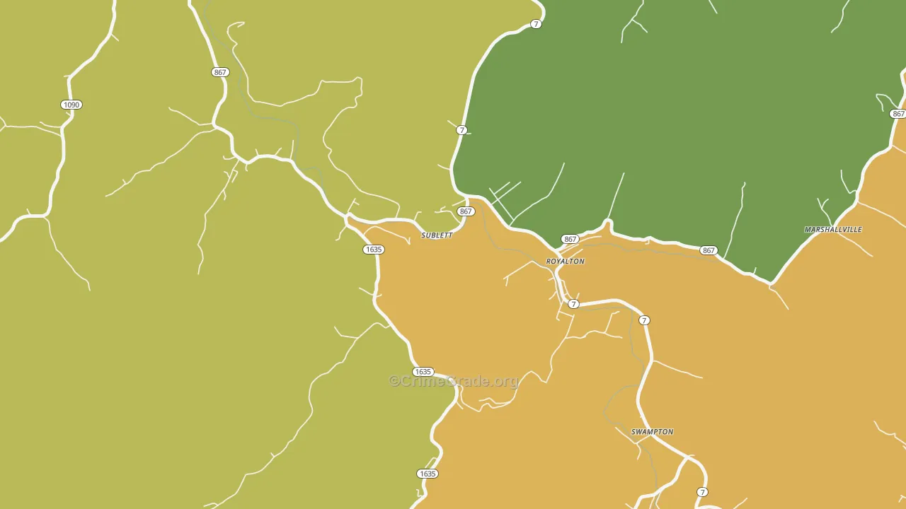 Sublett, KY Map of Murder Rates