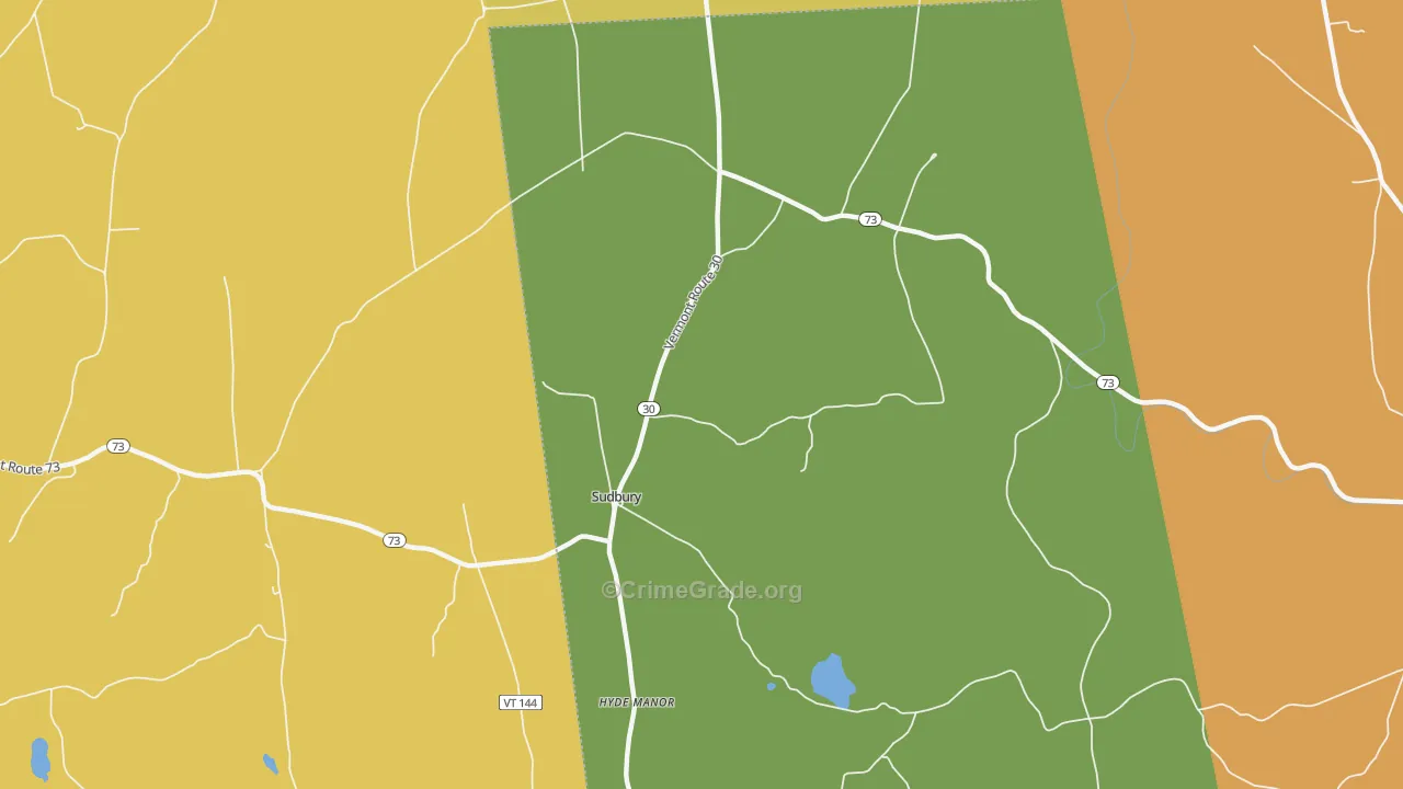 Sudbury, VT Map of Murder Rates