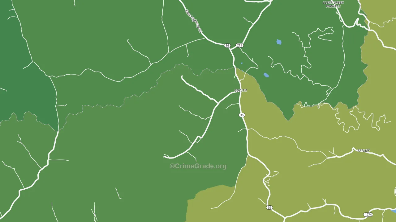 Sudith, KY Map of Murder Rates