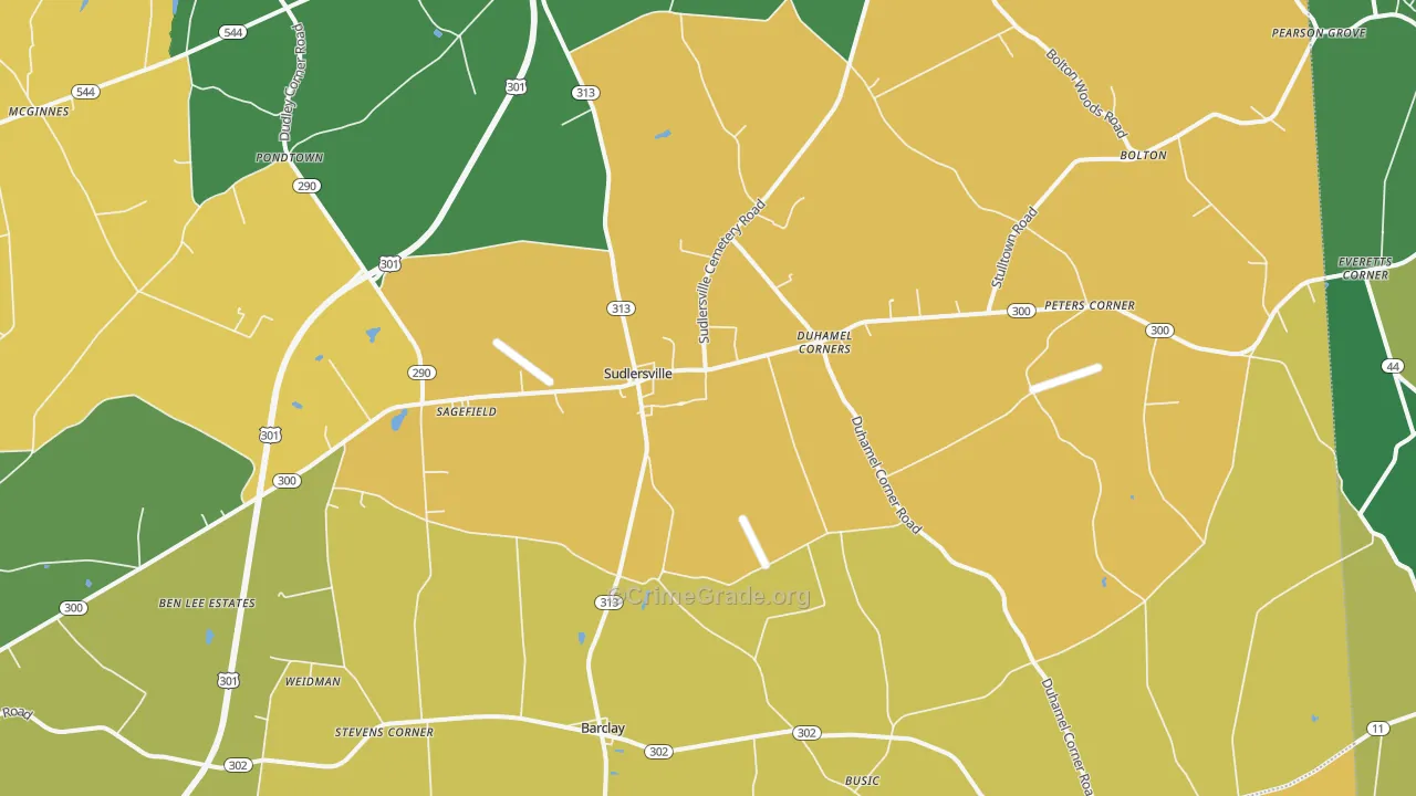 Sudlersville, MD Map of Murder Rates