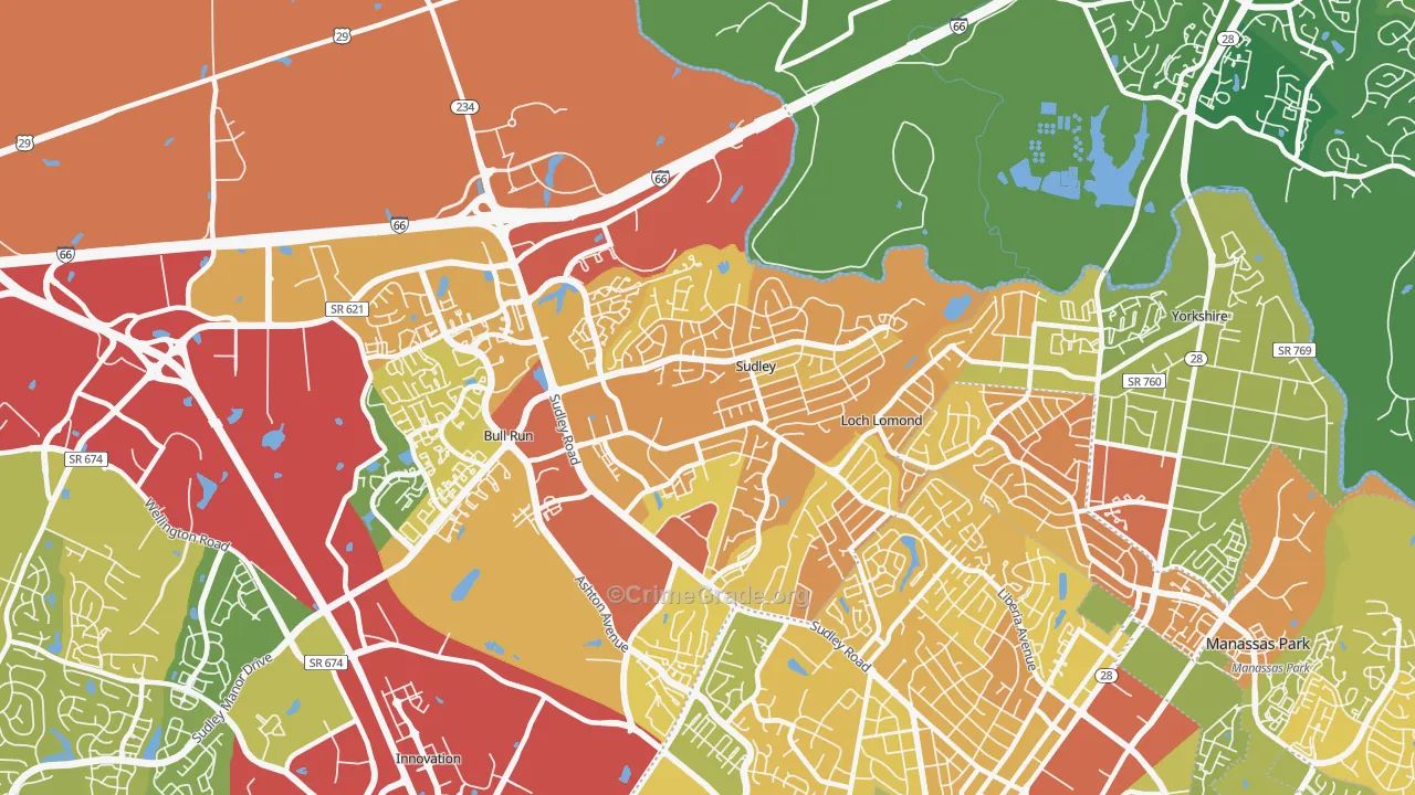 Sudley, VA Map of Murder Rates