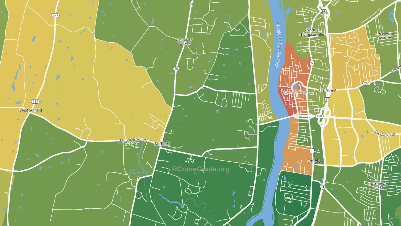 Suffield, CT Map of Murder Rates