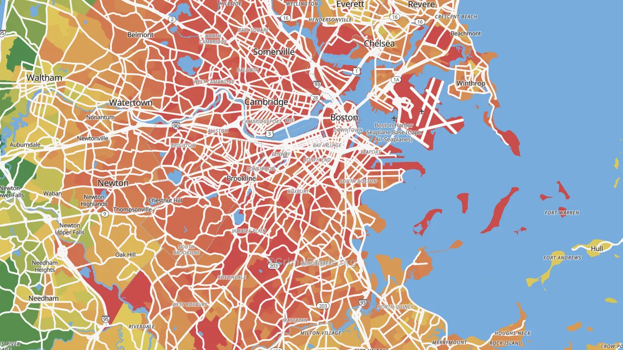 Suffolk County, MA Map of Murder Rates