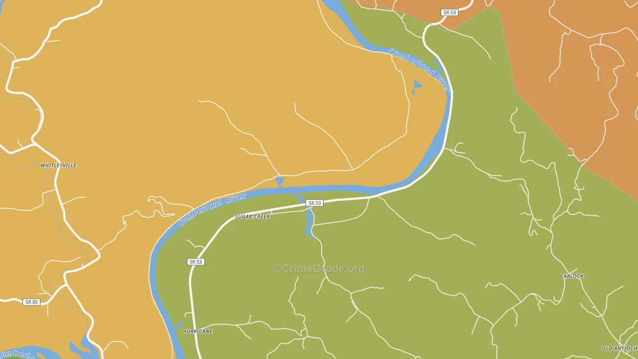 Sugar Creek, TN Map of Murder Rates