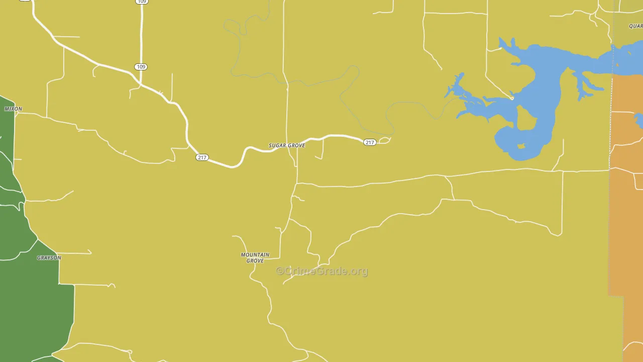 Sugar Grove, AR Map of Murder Rates