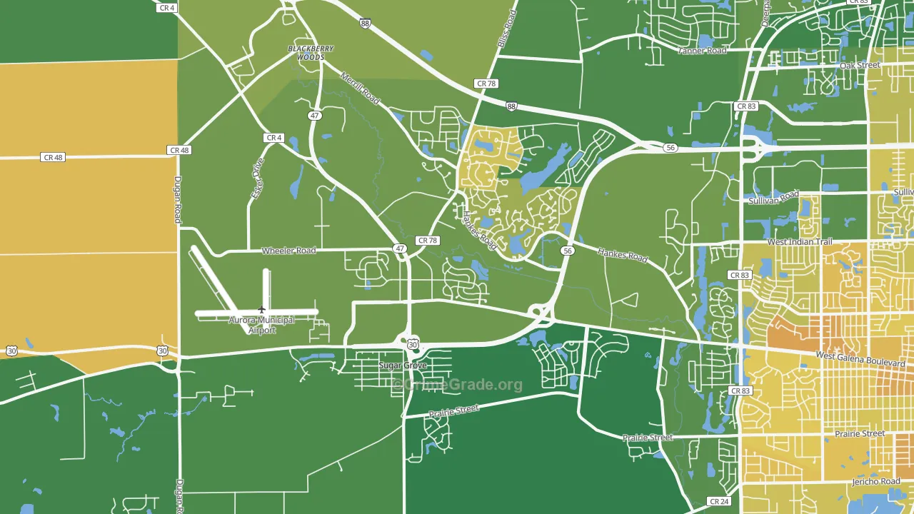 Sugar Grove, IL Map of Murder Rates
