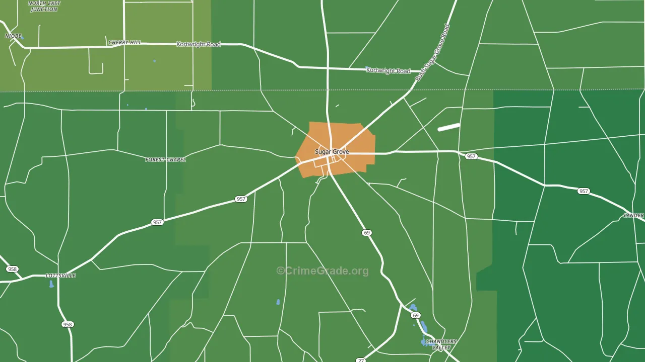 Sugar Grove, PA Map of Murder Rates