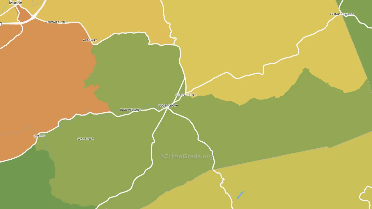 Sugar Grove, VA Map of Murder Rates