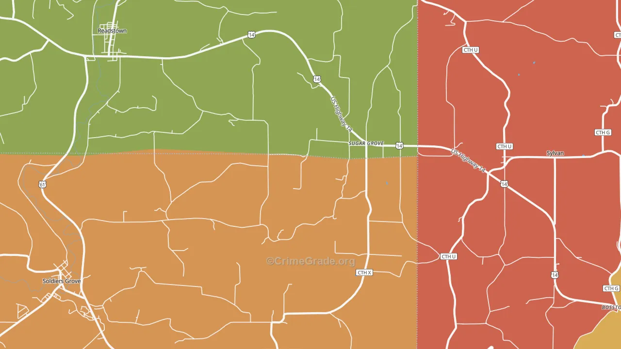 Sugar Grove, WI Map of Murder Rates