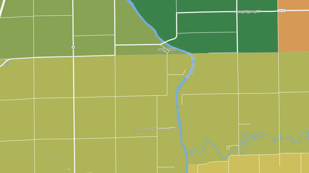 Sugar Island, IL Map of Murder Rates