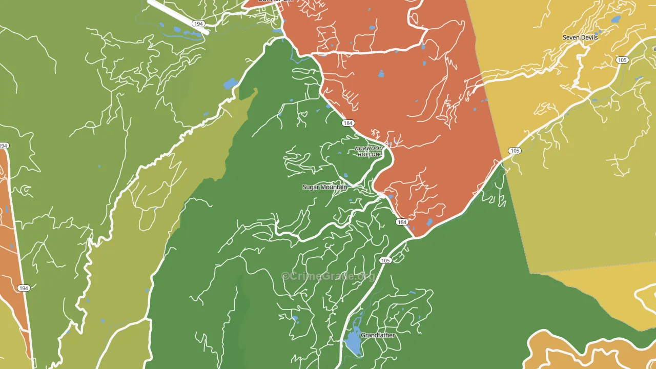 Sugar Mountain, NC Map of Murder Rates