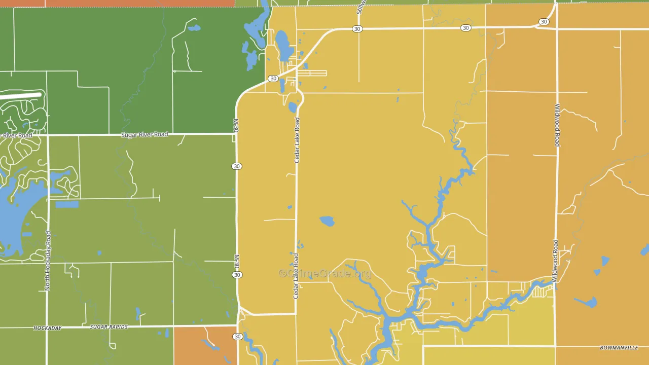 Sugar Rapids, MI Map of Murder Rates
