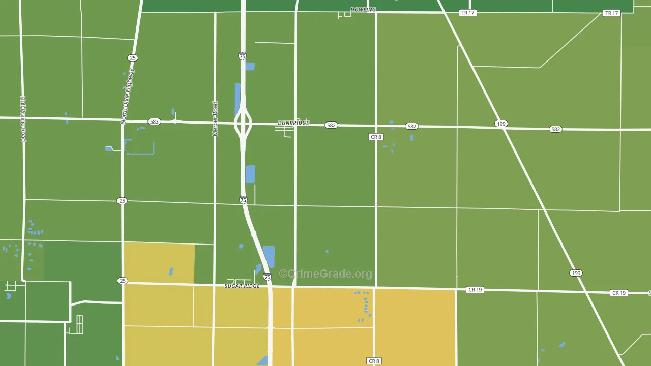 Sugar Ridge, OH Map of Murder Rates