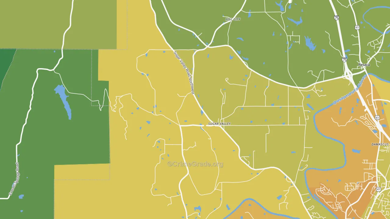 Sugar Valley, GA Map of Murder Rates