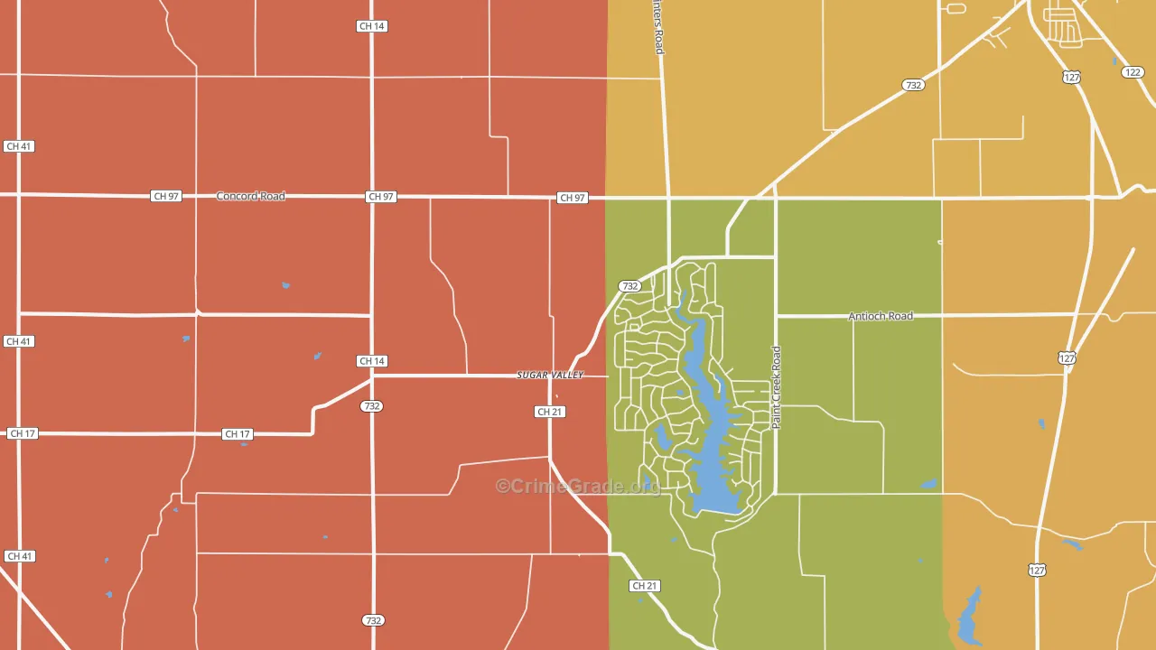Sugar Valley, OH Map of Murder Rates