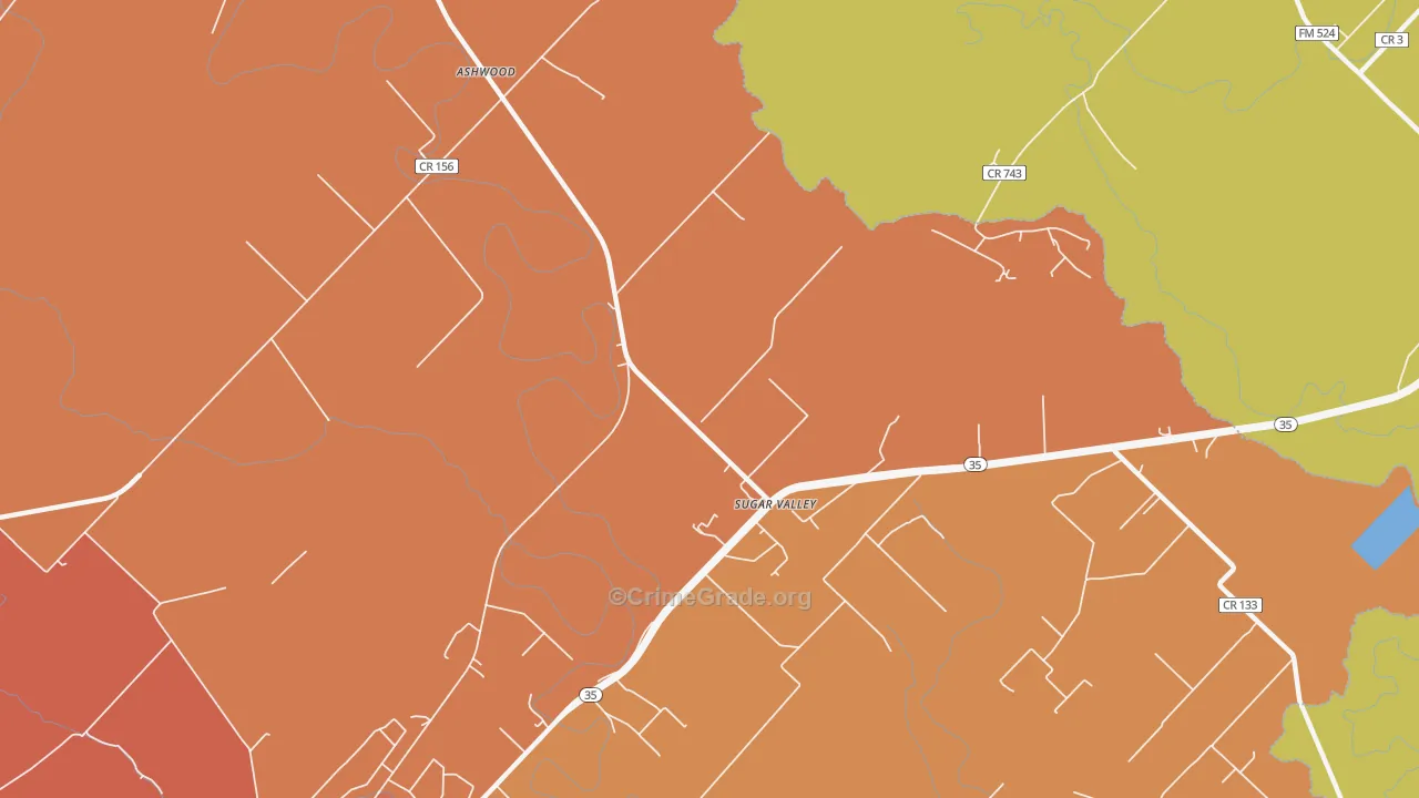 Sugar Valley, TX Map of Murder Rates