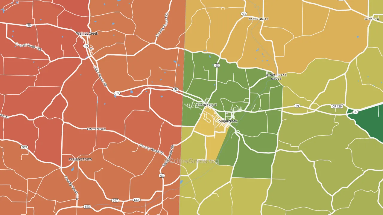 Sugarcreek, OH Map of Murder Rates
