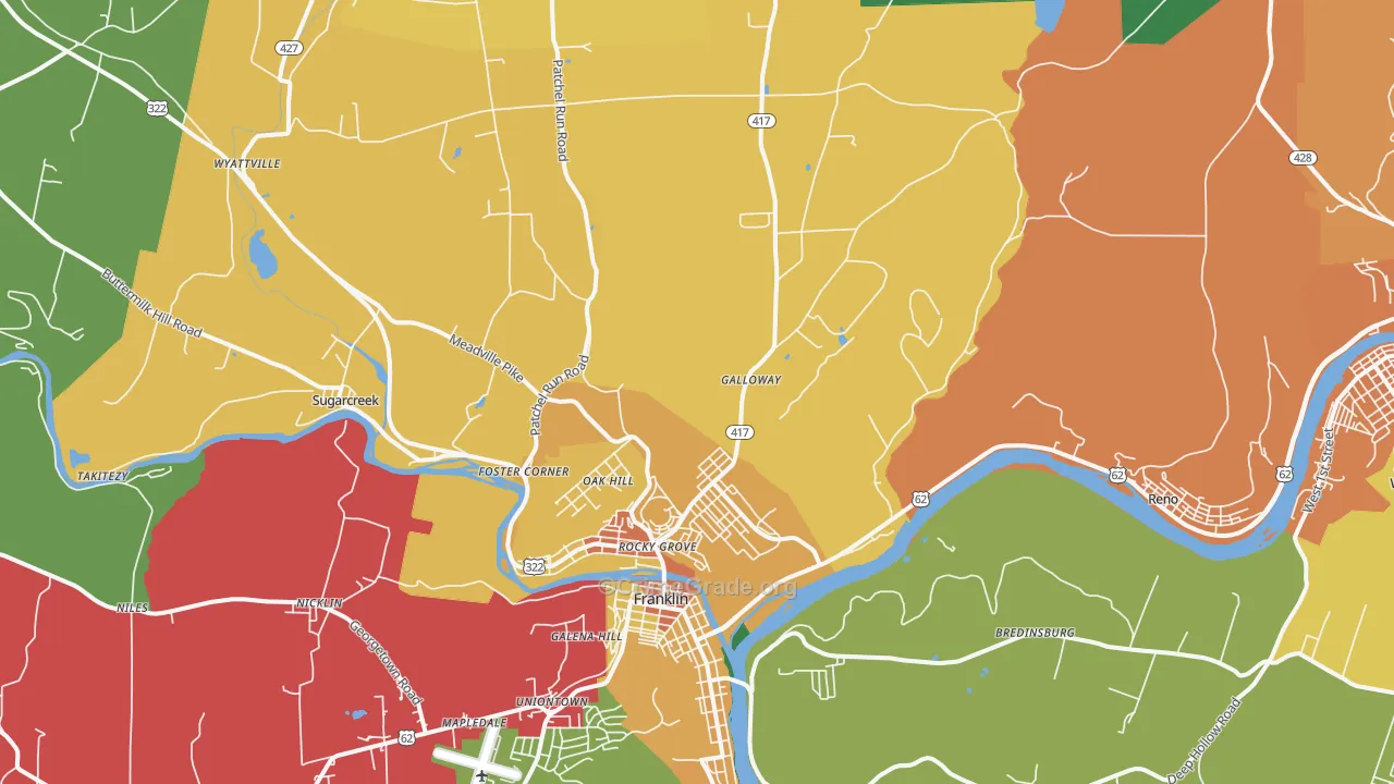 Sugarcreek, PA Map of Murder Rates