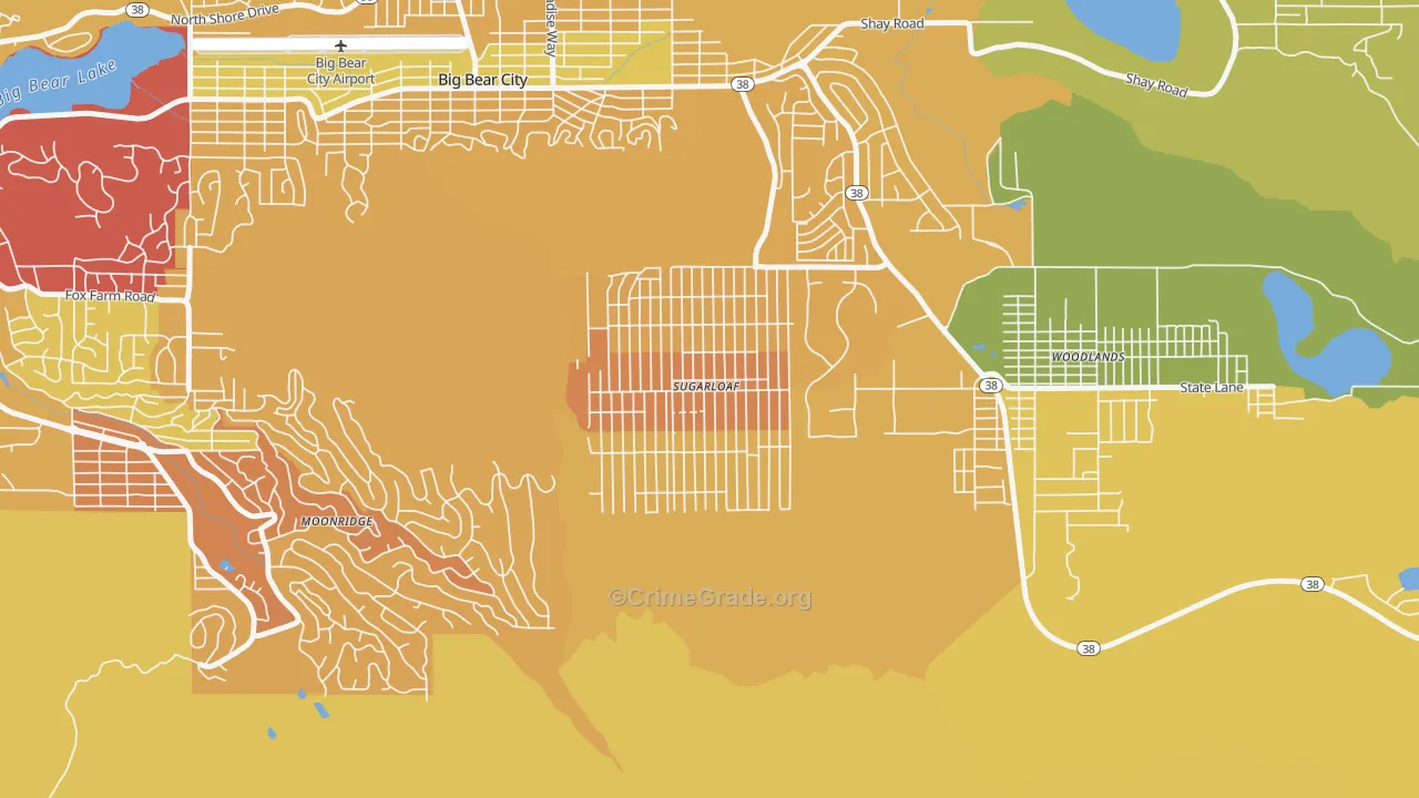 Sugarloaf, CA Map of Murder Rates