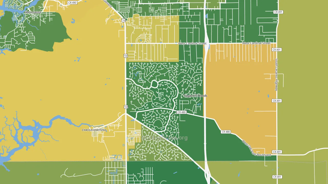 Sugarmill Woods, FL Map of Murder Rates