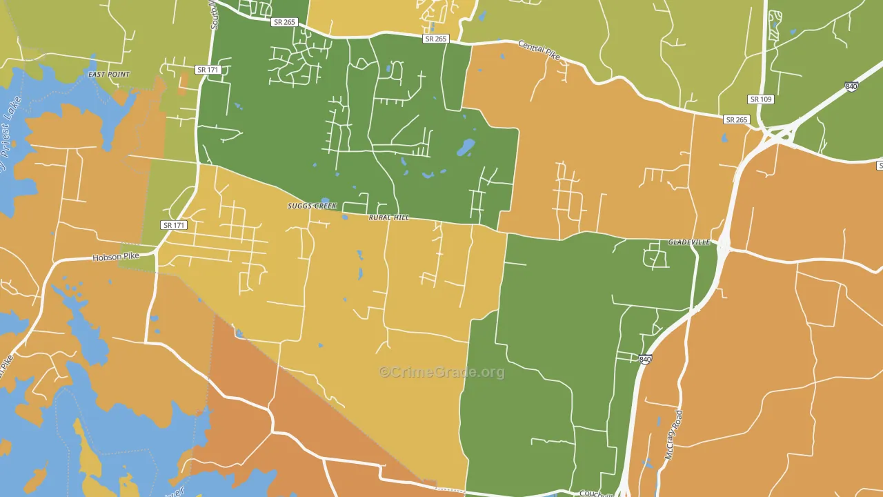 Suggs Creek, TN Map of Murder Rates