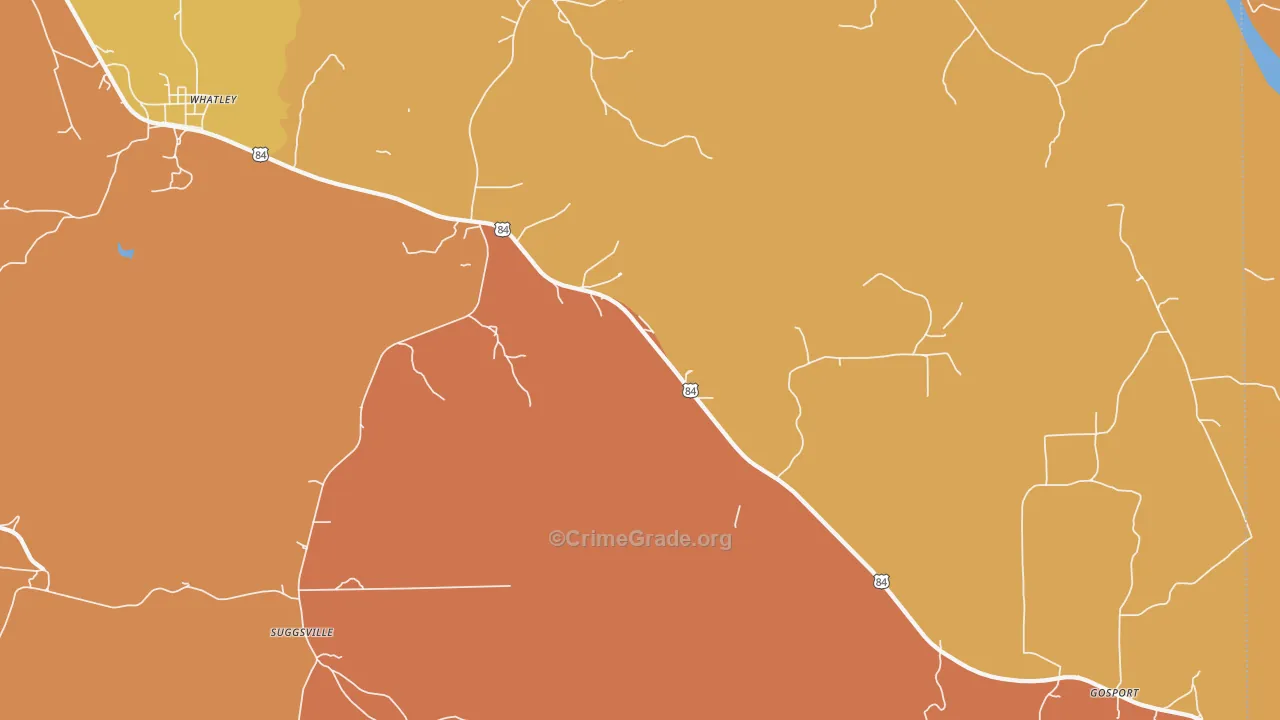 Suggsville, AL Map of Murder Rates