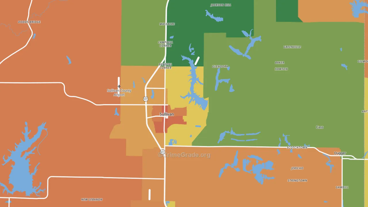 Sullivan County, IN Map of Murder Rates