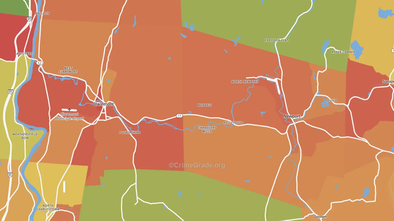 Sullivan County, NH Map of Murder Rates