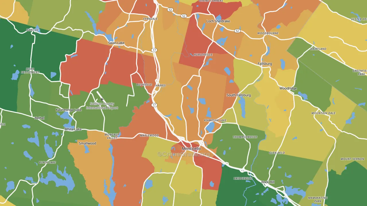 Sullivan County, NY Map of Murder Rates