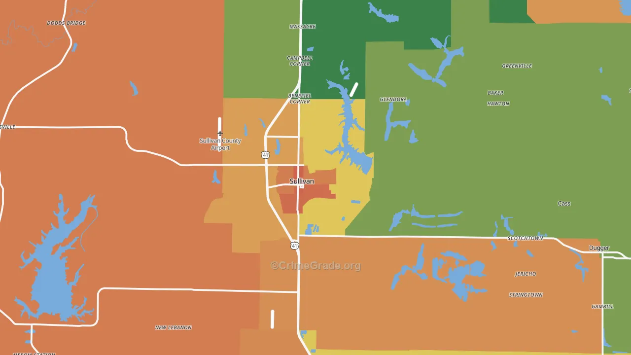 Sullivan, IN Map of Murder Rates