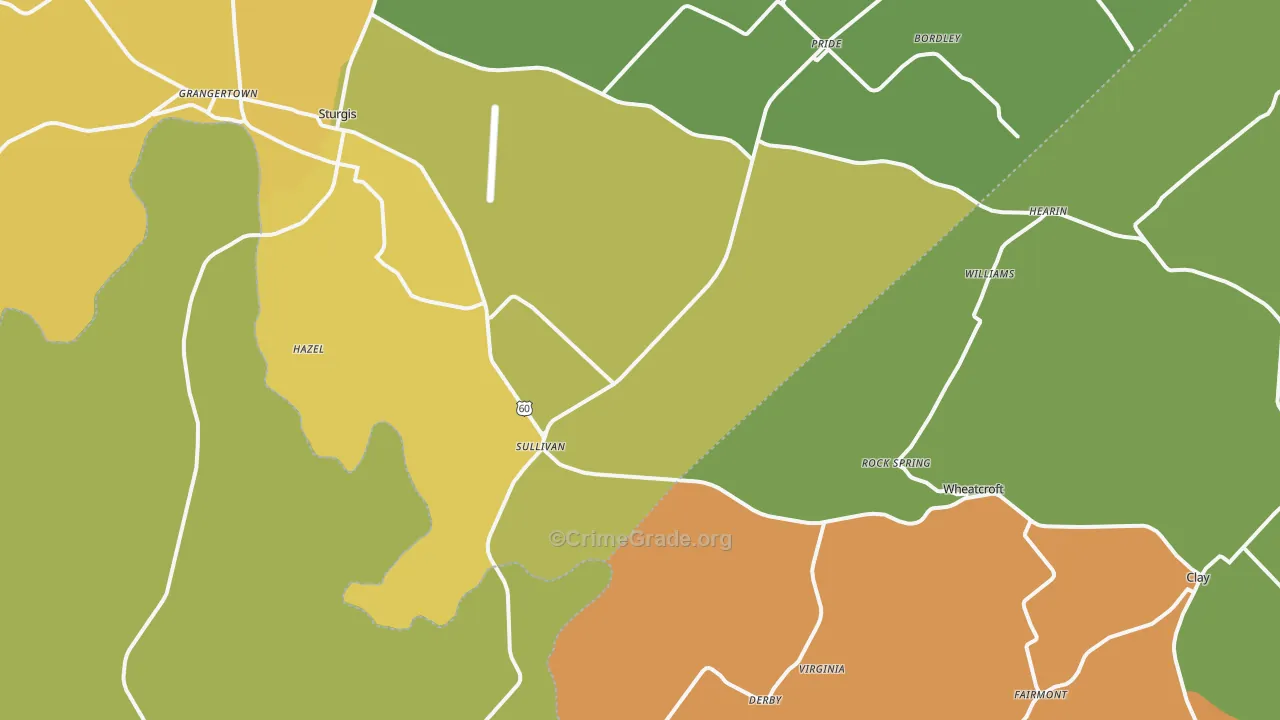 Sullivan, KY Map of Murder Rates