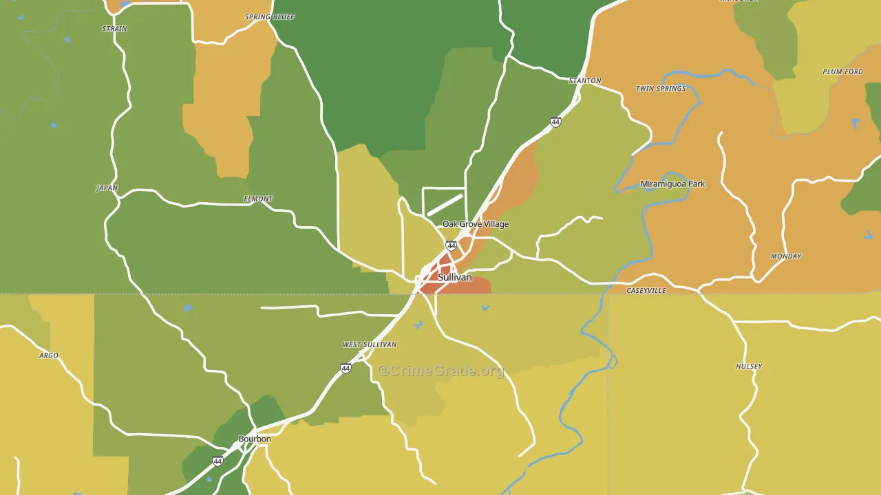 Sullivan, MO Map of Murder Rates