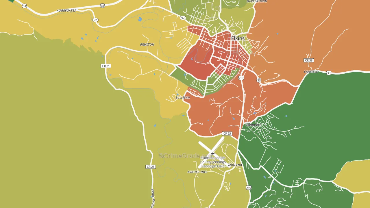 Sullivan, WV Map of Murder Rates
