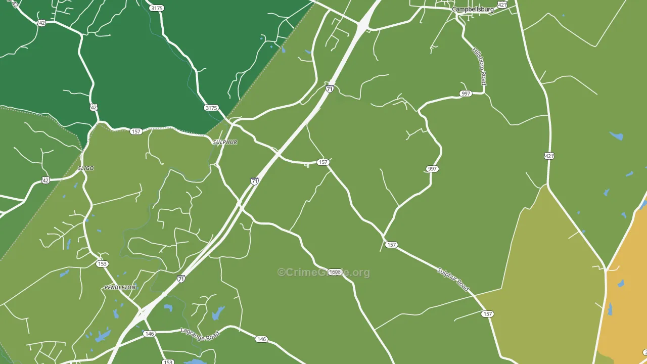 Sulphur, KY Map of Murder Rates